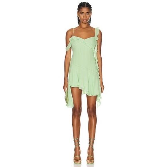 THE ANDAMANE green mint  Miranda Mini Ruffle Party Dress 44 - Picture 1 of 13